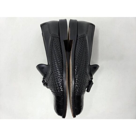 MEZLAN CARMEL BLACK CROCODILE LEATHER TASSEL LOAFERS SHOES WOVEN SPAIN SIZE 9 W main image 9